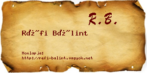 Réfi Bálint névjegykártya